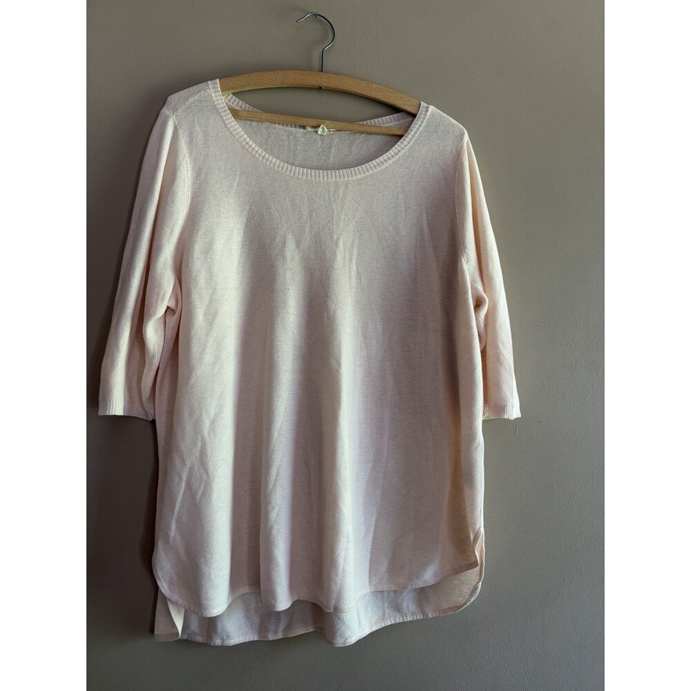 Eileen Fisher Women's size XL Pink Silk Cotton Blend Tunic Top Minimalist Luxury